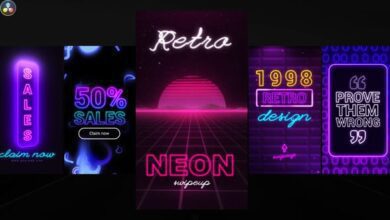 دا فينشي ريزولف Videohive - Neon Instagram Stories - 33256700