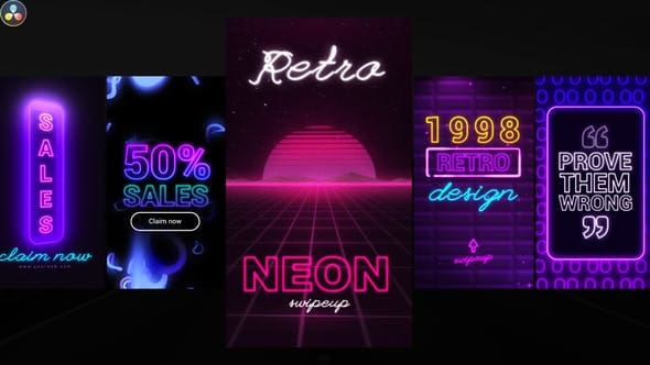 دا فينشي ريزولف Videohive - Neon Instagram Stories - 33256700