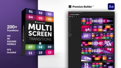 الحزمة الجديدة شغالة مية بالمية Videohive - Multiscreen Transitions - 32322399 - Project & Script for After Effects