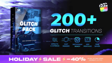 الحزمة كاملة Videohive - Glitch Transitions 23980929 - Project For Final Cut & Apple Motion