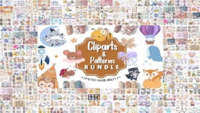 Cute Animals & Patterns Big Bundle - 169 Premium Graphics مجموعة كبيرة من الحيوانات والأنماط اللطيفة - 169 رسومات مميزة