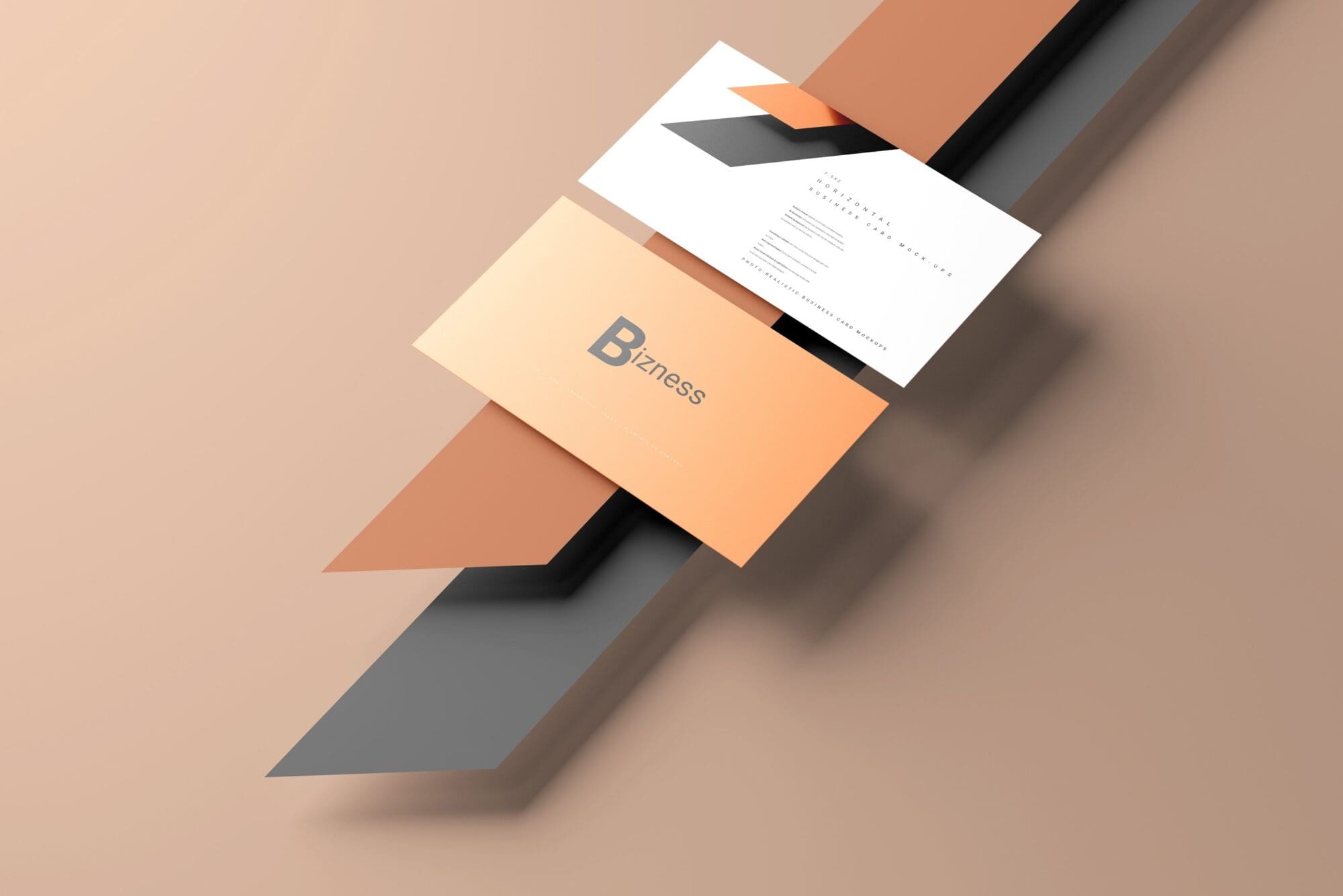 Horizontal Business Cards Mockup - 7364393