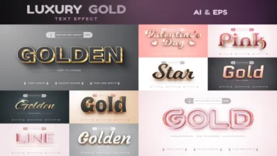 Set 10 Gold Editable Text Effects - 7385662