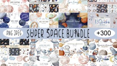 Watercolor Super Space Bundle Png - 7253799