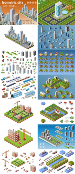 Bundle isometric city | Illustrator Graphics ~ Creative Market