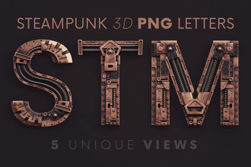 Creativemarket - Steampunk - 3D Lettering 6302596