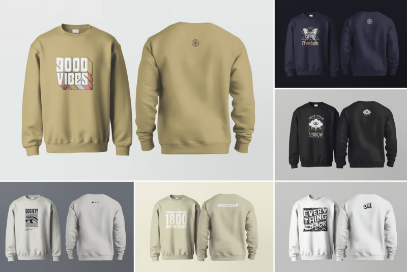 Gildan 1800 Sweatshirt Mockups