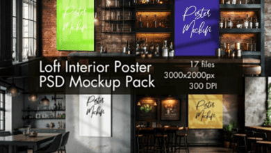 Loft interior Poster Mockup, Poster Mockup Bundle